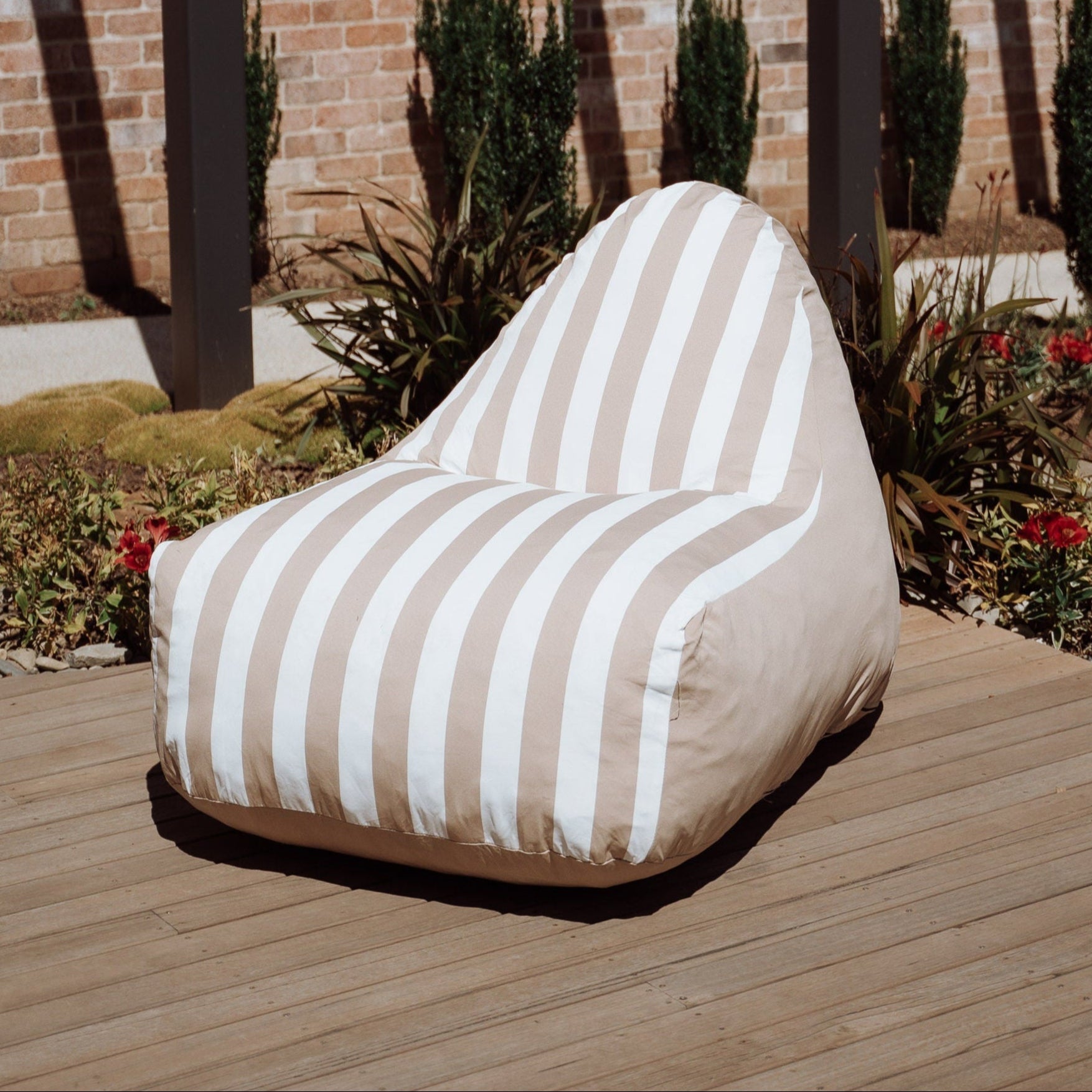 DreamPod® Cruz Outdoor Bean Bag - Latte Stripe Comfort