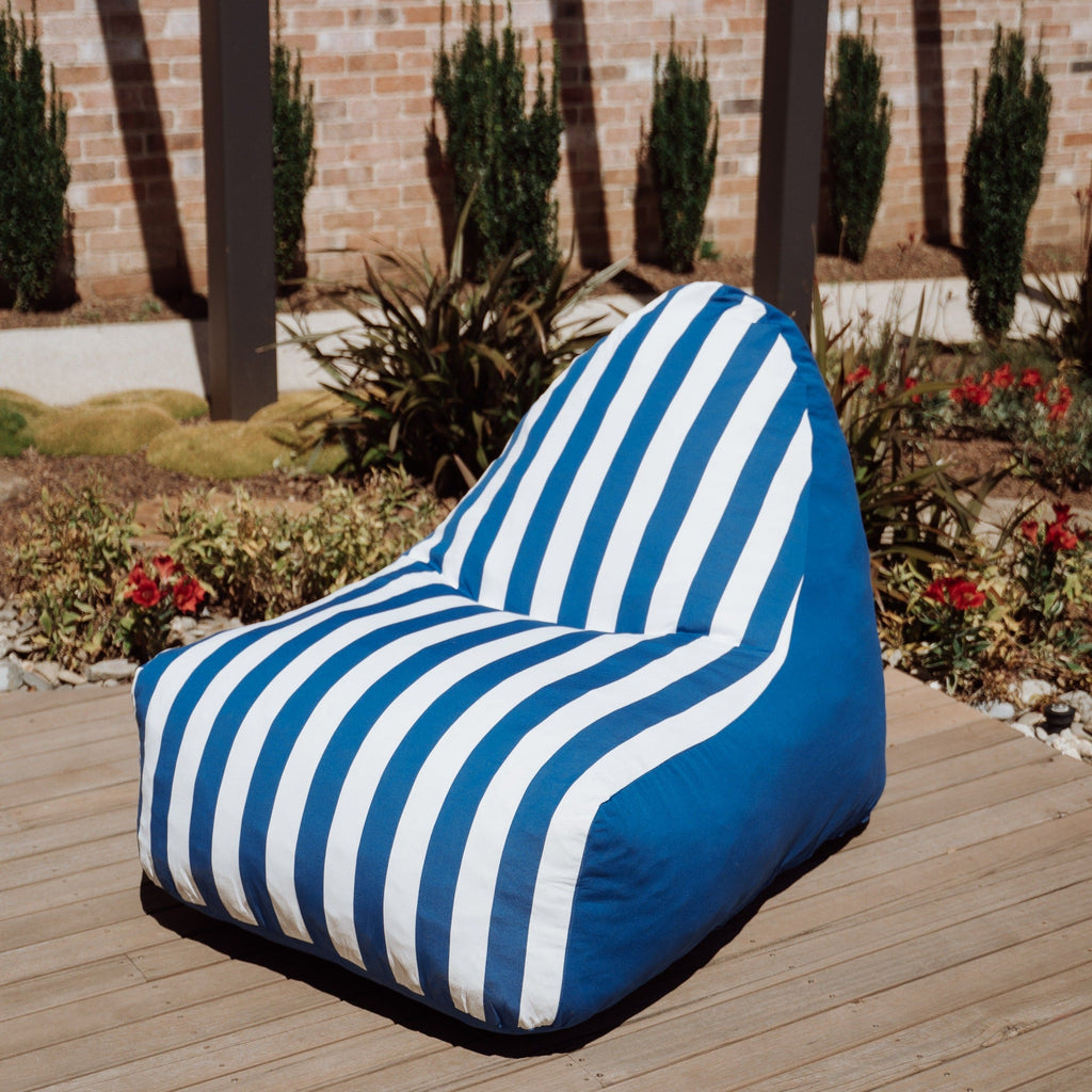DreamPod® Cruz Outdoor Bean Bag - Ocean Blue & White Stripes