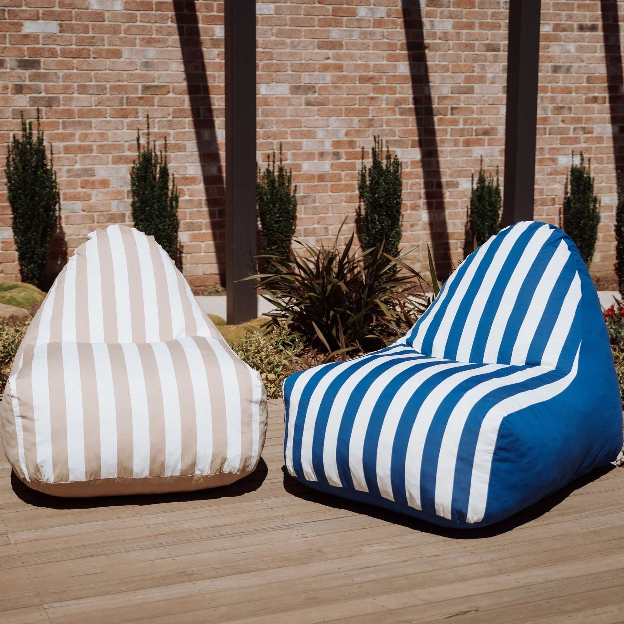 DreamPod® Cruz Outdoor Bean Bag - Ocean Blue & White Stripes