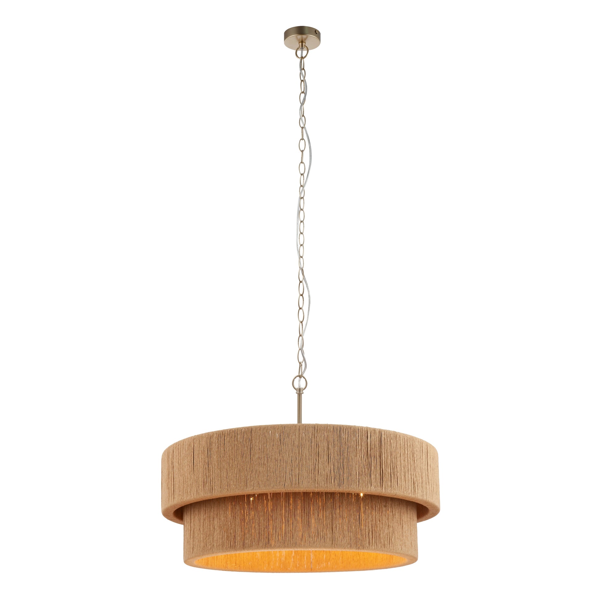 Sorrento Double Tiered Rope Chandelier - Natural & Gold Accent