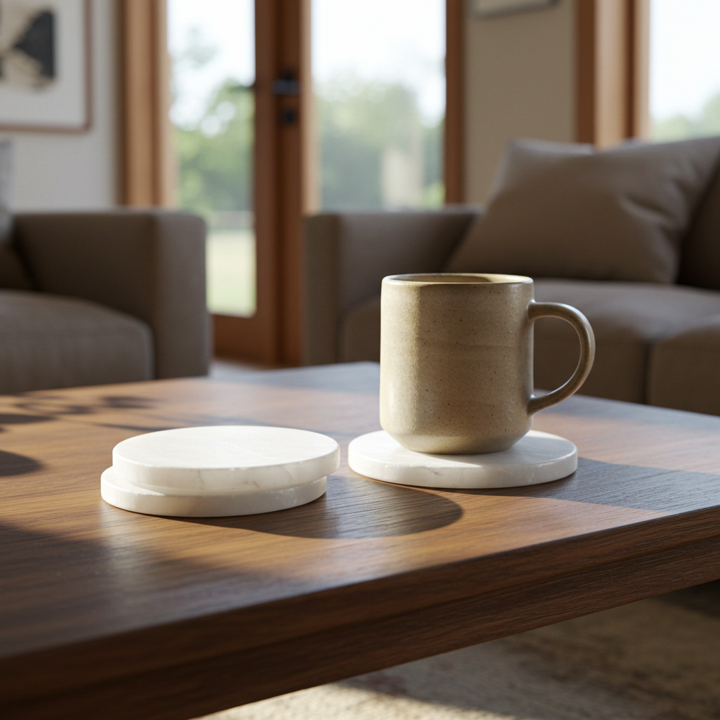 Elegant Alabaster Marble Coaster Set - 4 Unique Pieces