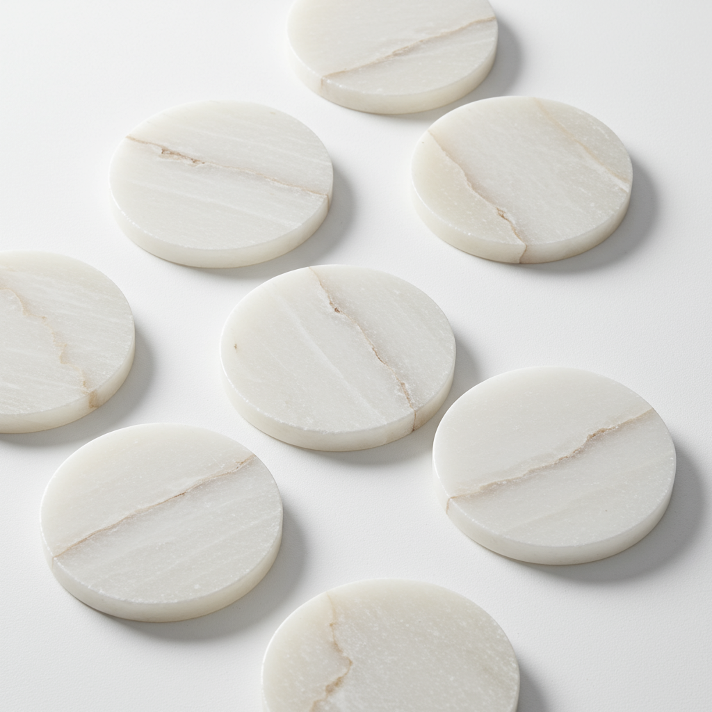 Elegant Alabaster Marble Coaster Set - 4 Unique Pieces