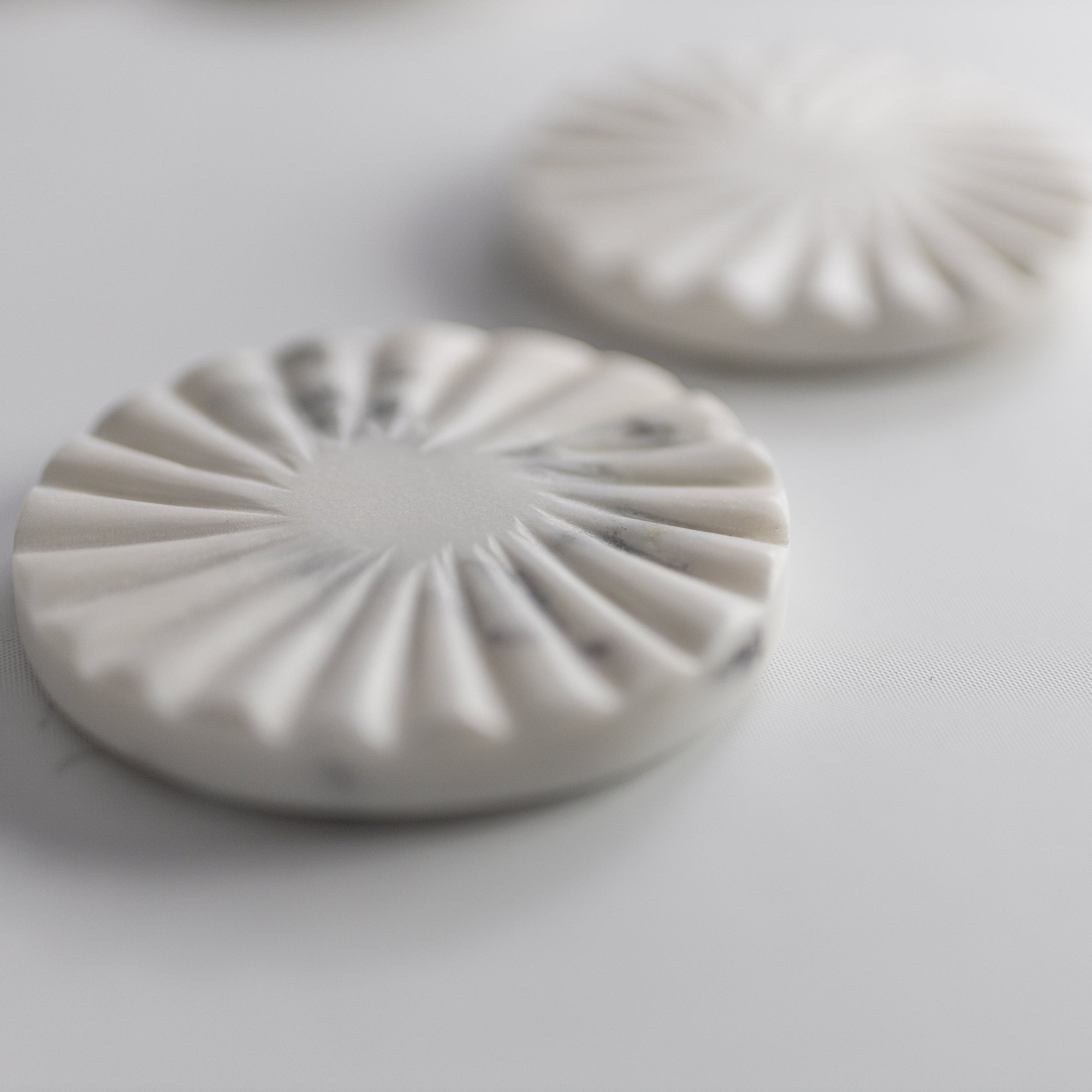 Elegant Scalloped Marble Coaster Set - Set of 4