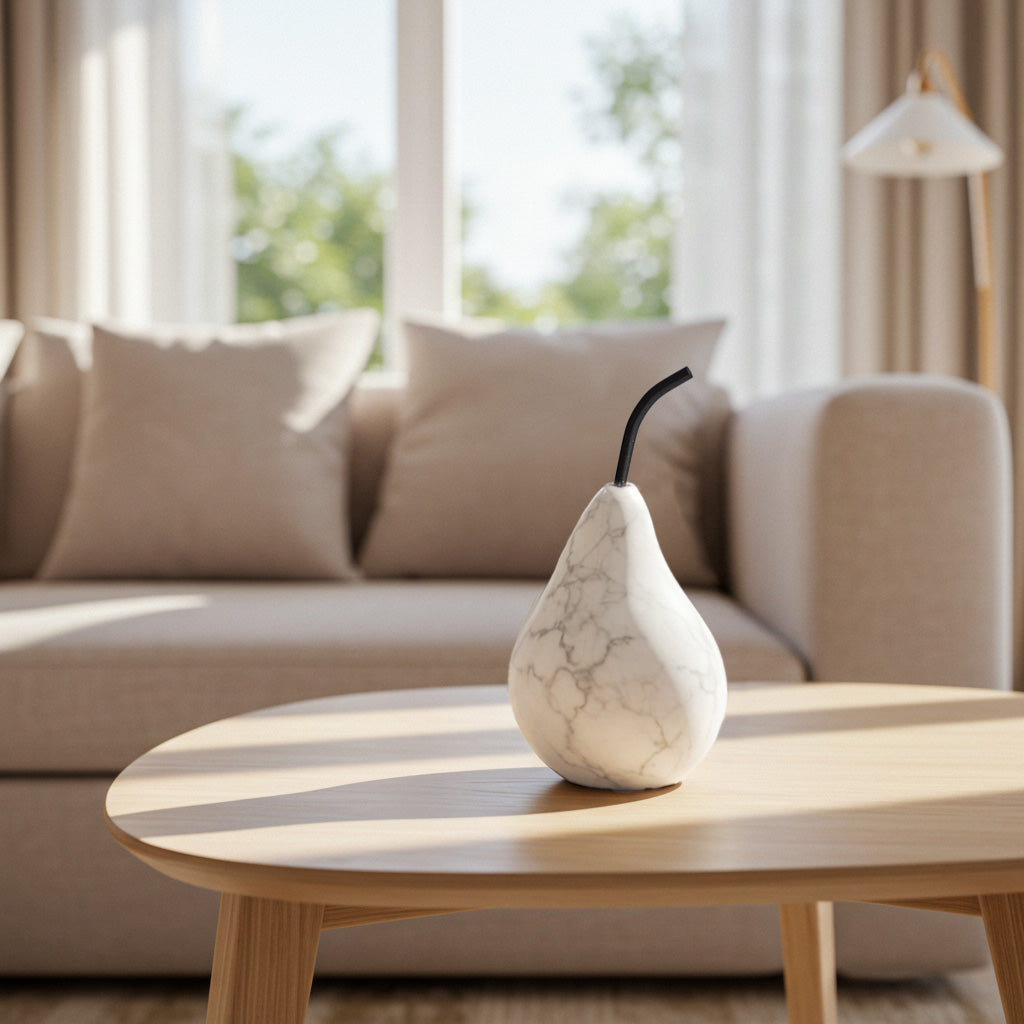 Elegant White Marble Pear Décor - Timeless Home Accent