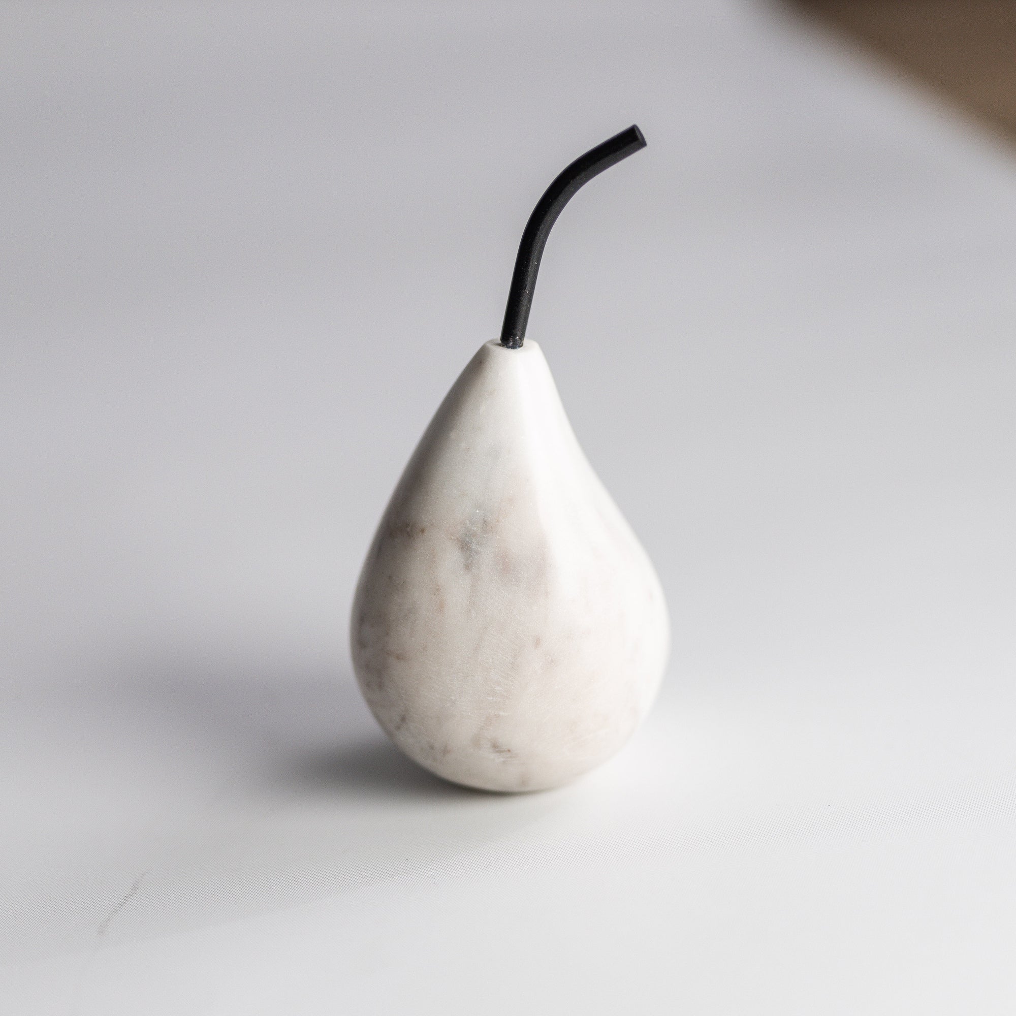 Elegant White Marble Pear Décor - Timeless Home Accent