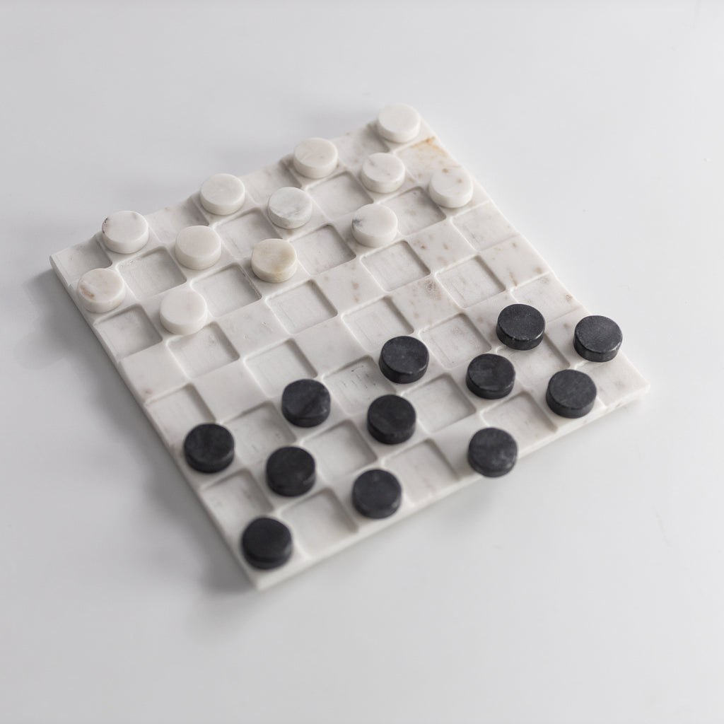 Elegant Marble Checkers Set - Luxurious Game & Décor