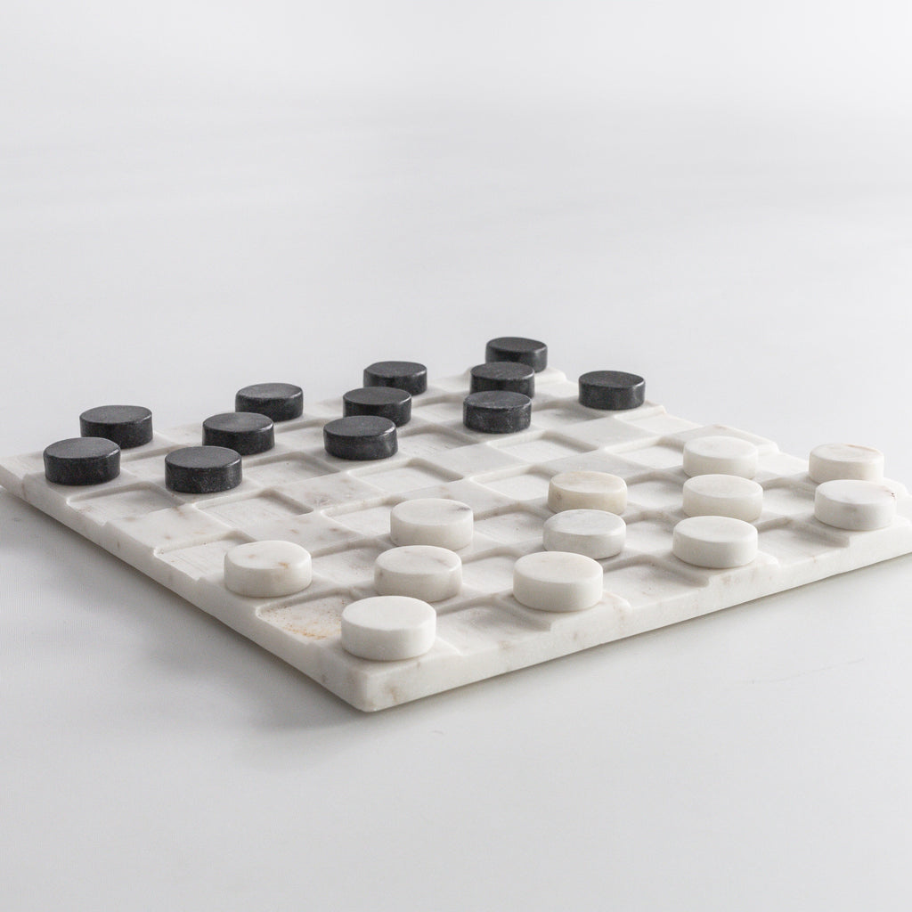 Elegant Marble Checkers Set - Luxurious Game & Décor