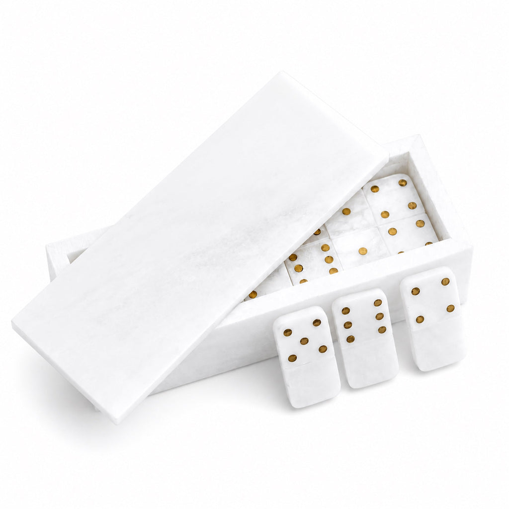 Luxury Alabaster Dominoes Game Set - Timeless Entertainment