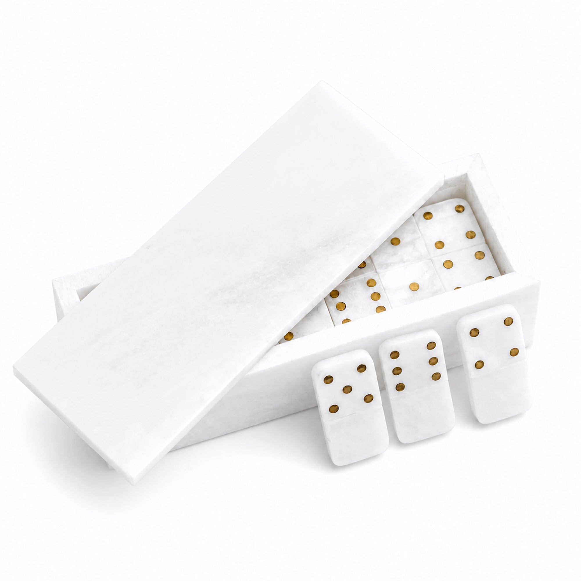 Luxury Alabaster Dominoes Game Set - Timeless Entertainment