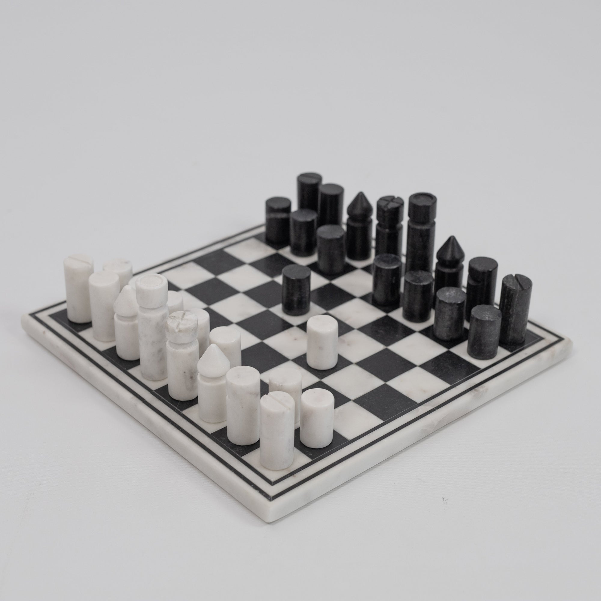 Luxurious Inlay Marble Chess Set - Hand-Carved Elegance