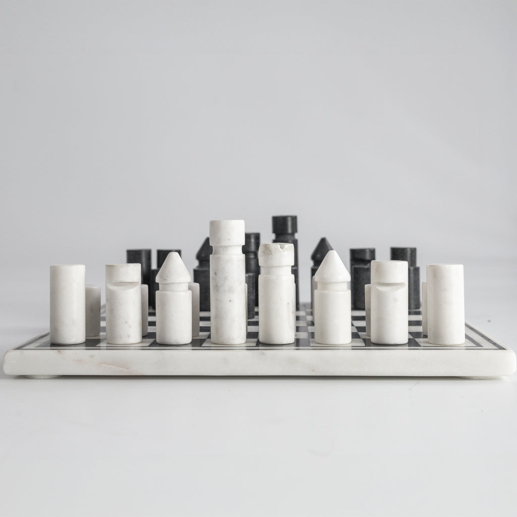 Luxurious Inlay Marble Chess Set - Hand-Carved Elegance