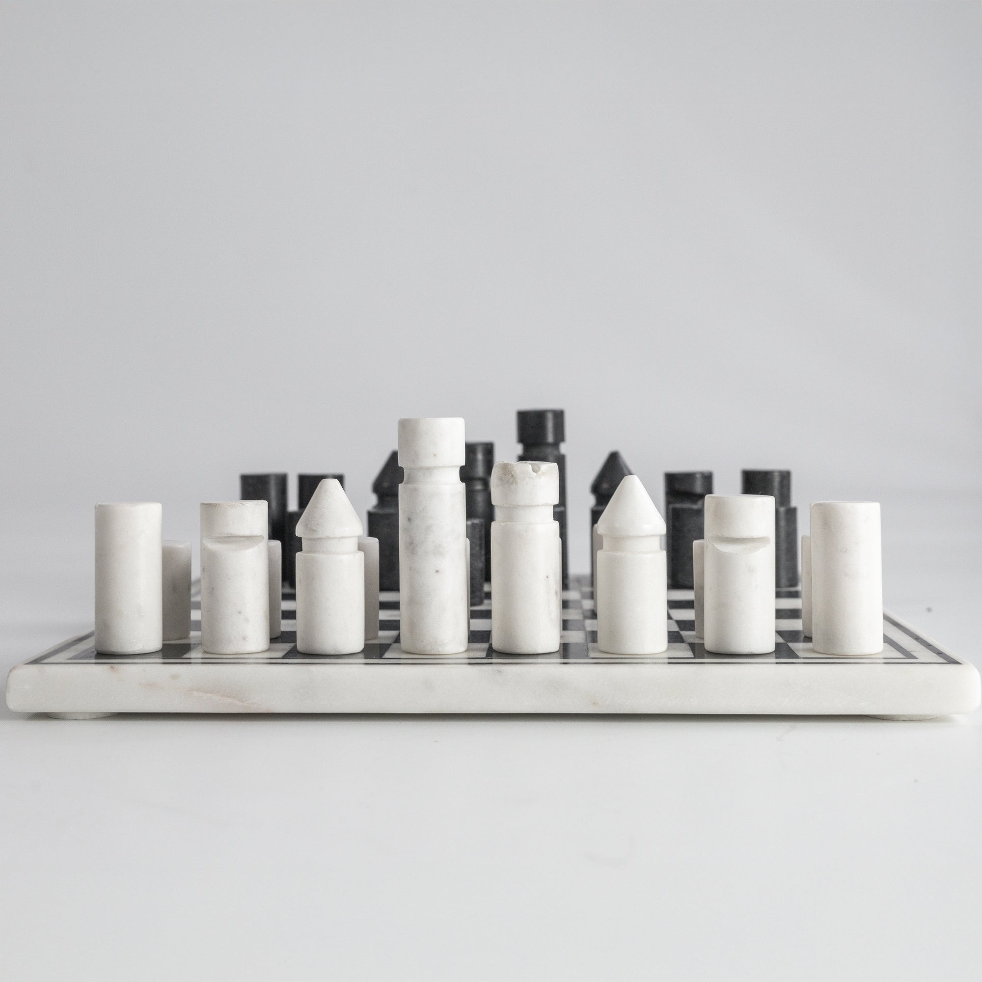 Luxurious Inlay Marble Chess Set - Hand-Carved Elegance