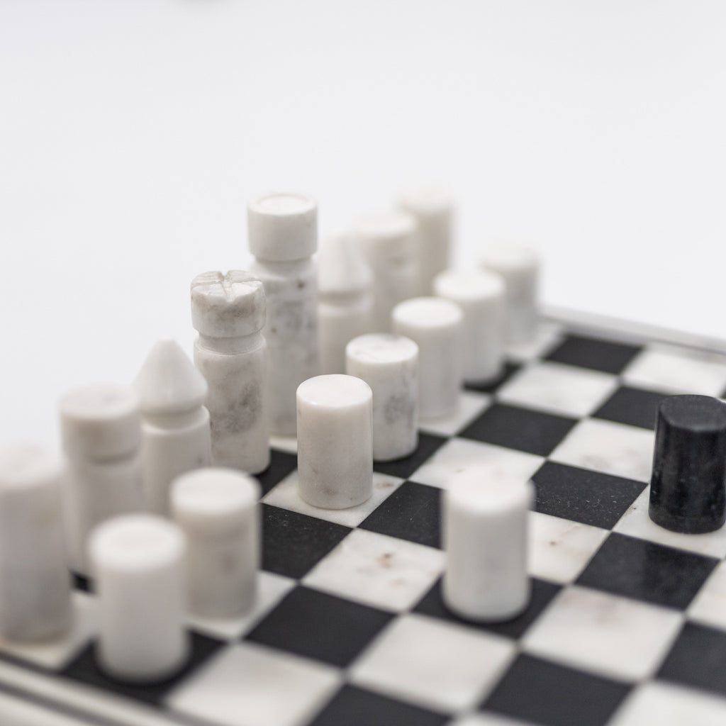 Luxurious Inlay Marble Chess Set - Hand-Carved Elegance