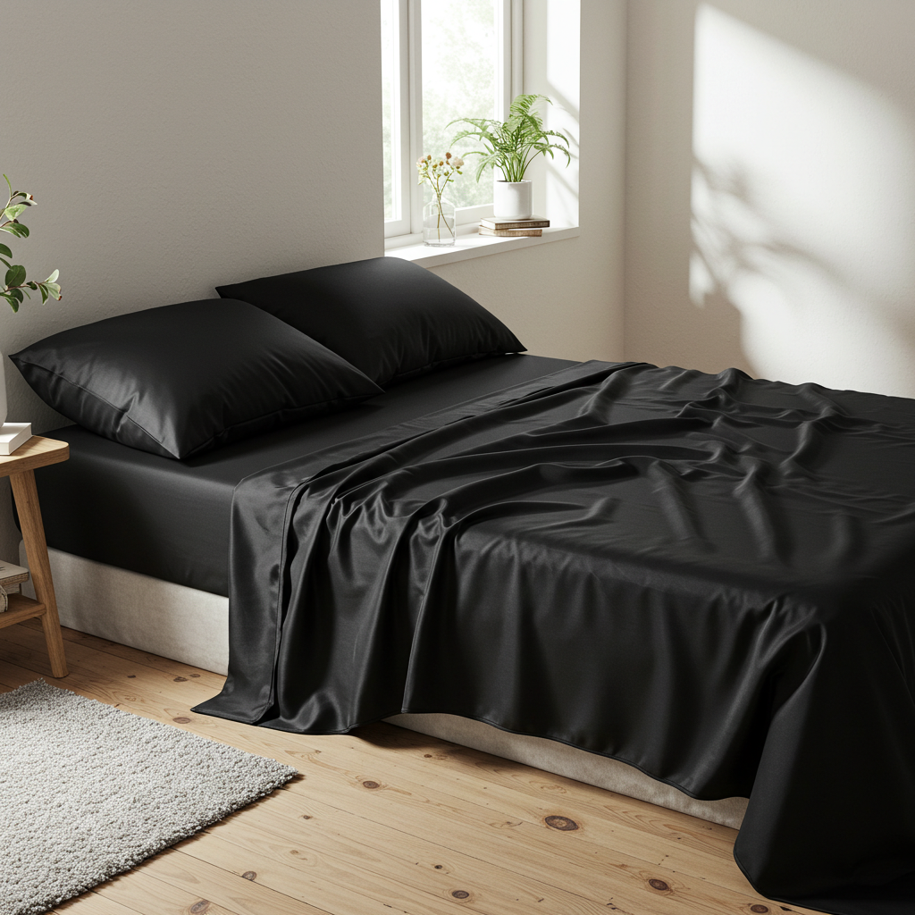 Luxury Black Satin Sheet Set for Ultimate Comfort