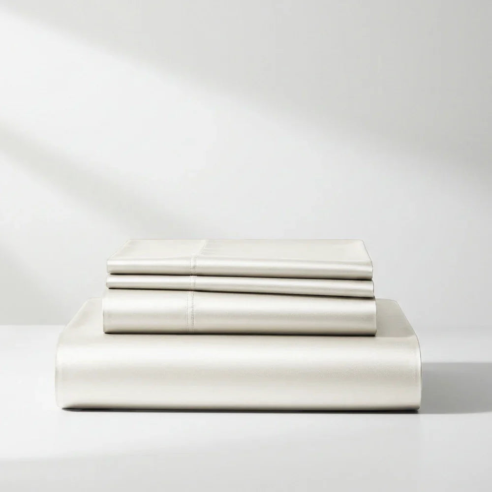 Luxurious Ivory Cream Satin Sheet Set – Deep Pocket & Easy Care