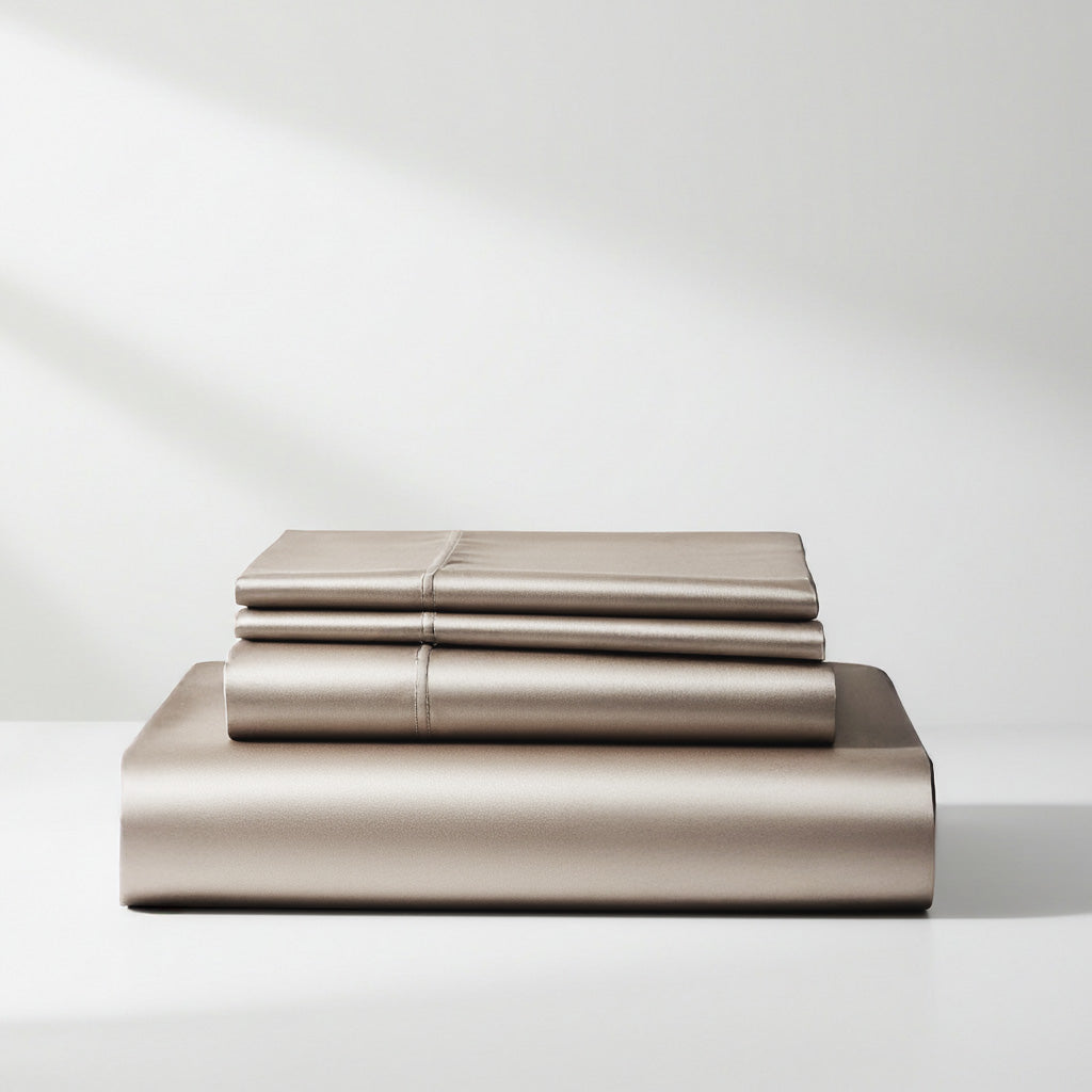 Luxurious Satin Sheet Set - Champagne Latte for Ultimate Comfort