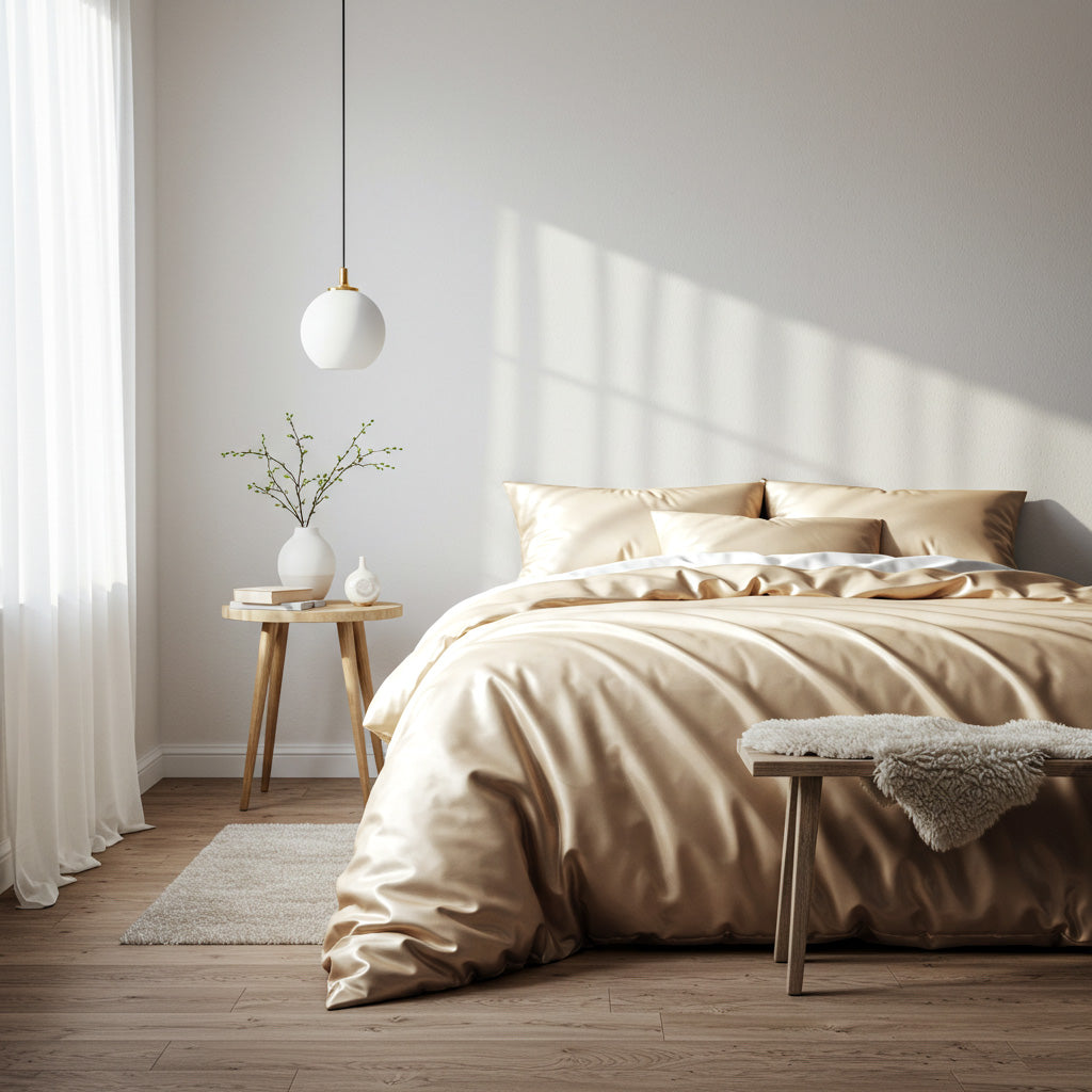 Satin Quilt Cover - Champagne Latte