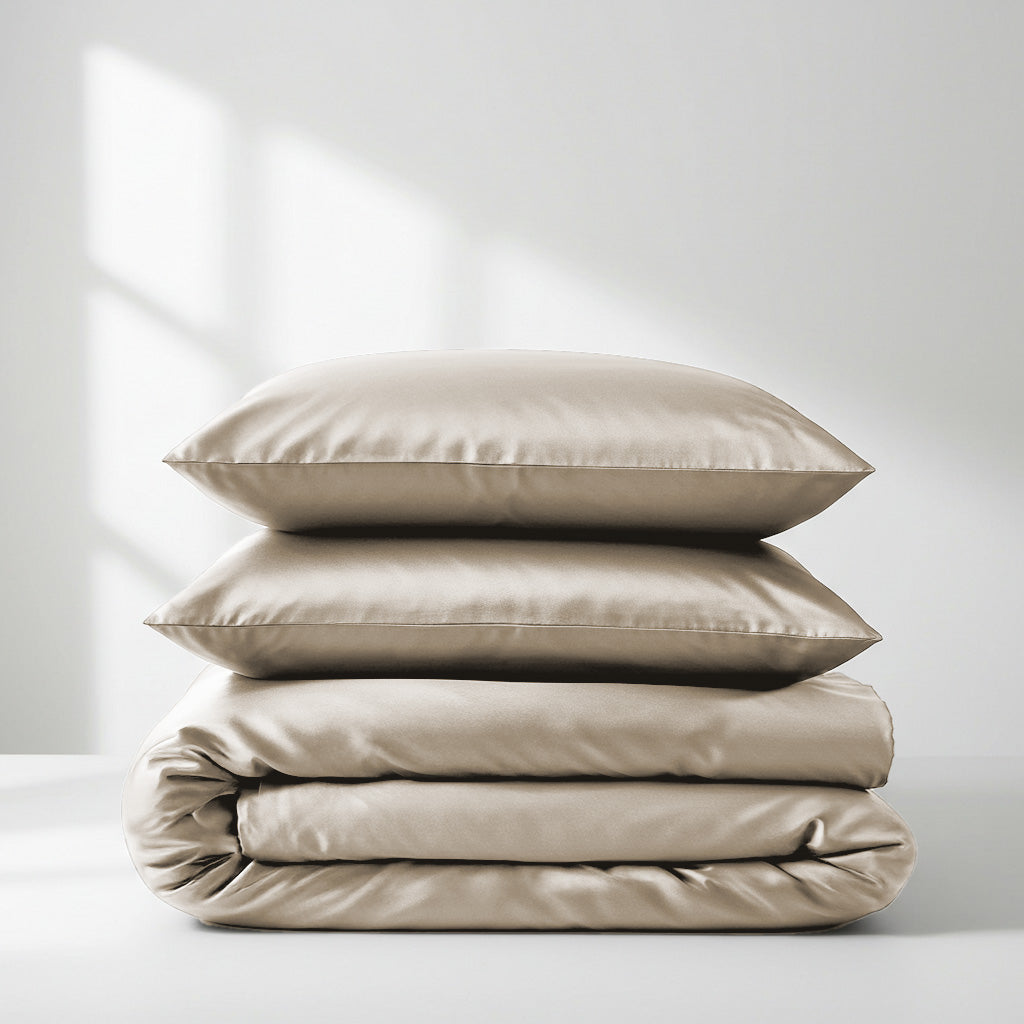 Luxury Satin Quilt Cover - Champagne Latte | Easy Care & Wrinkle-Free