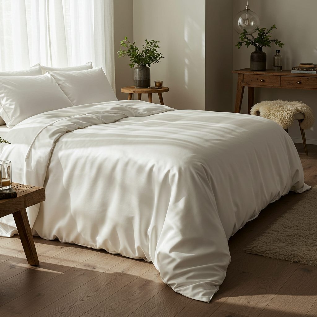 Luxurious White Satin Quilt Cover by Ivory & Deene