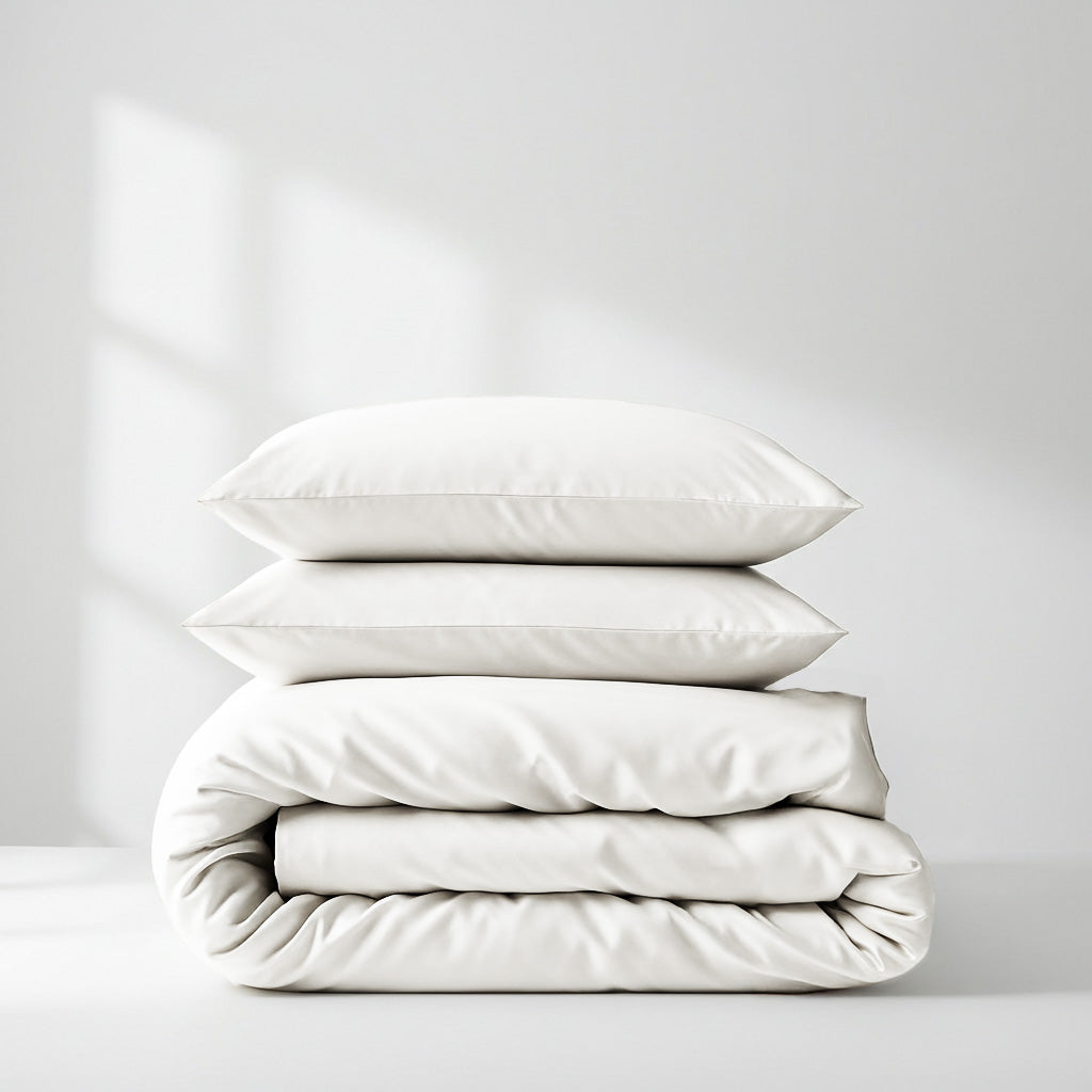 Luxurious White Satin Quilt Cover by Ivory & Deene