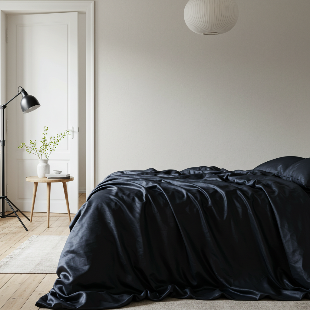 Luxury Navy Blue Satin Sheet Set - Comfortable & Wrinkle Resistant