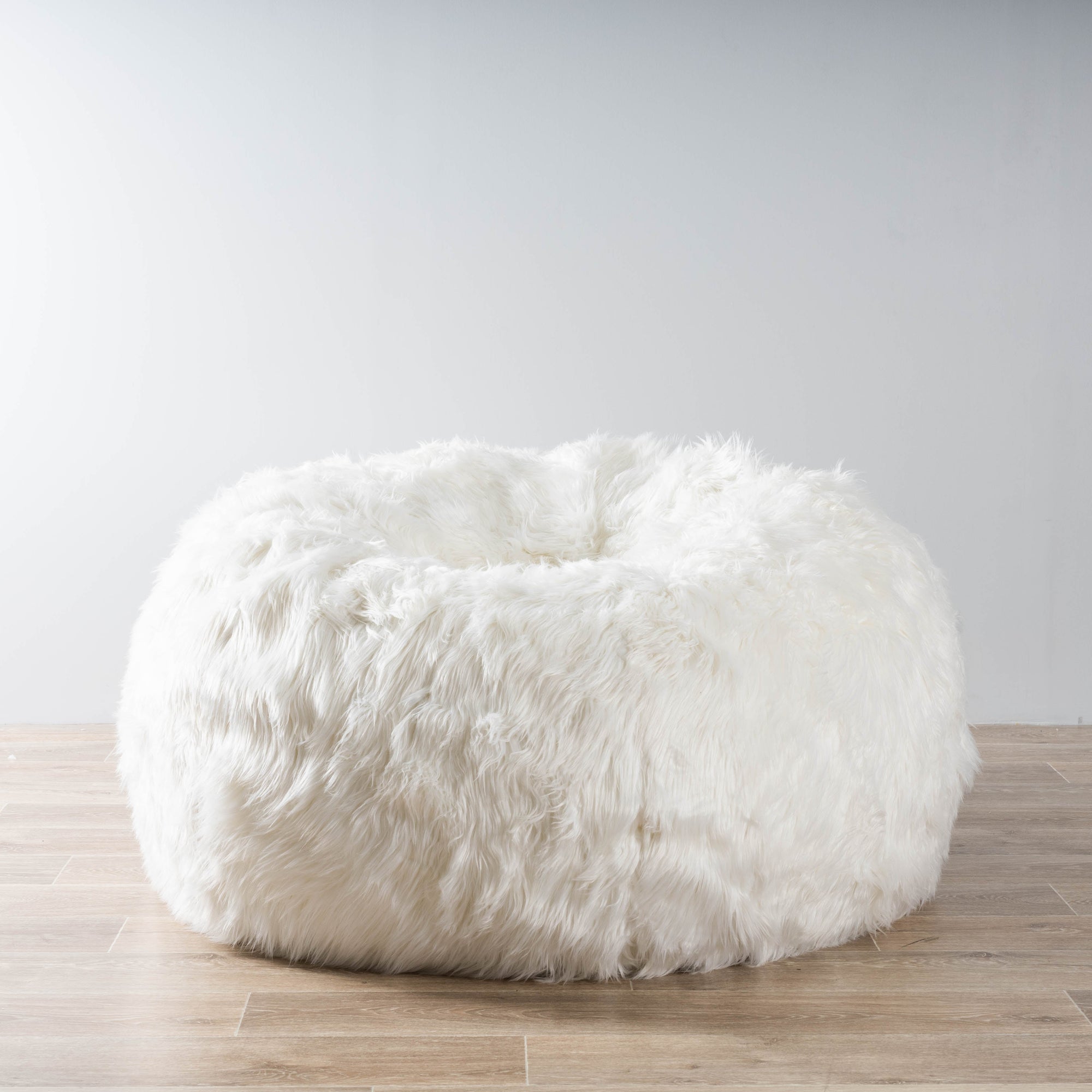 Luxury White Faux Fur Bean Bag for Comfort & Style
