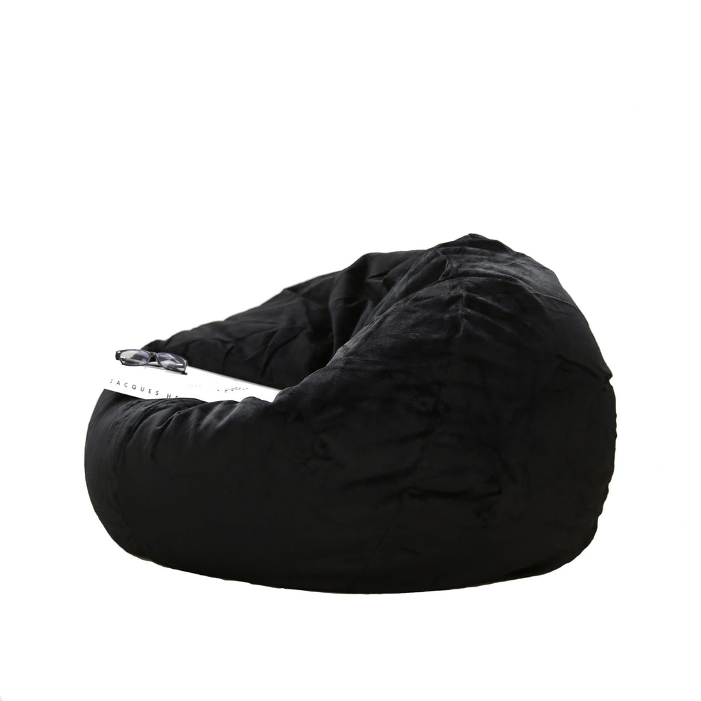 Luxurious Black Faux Fur Bean Bag – Plush Comfort & Style