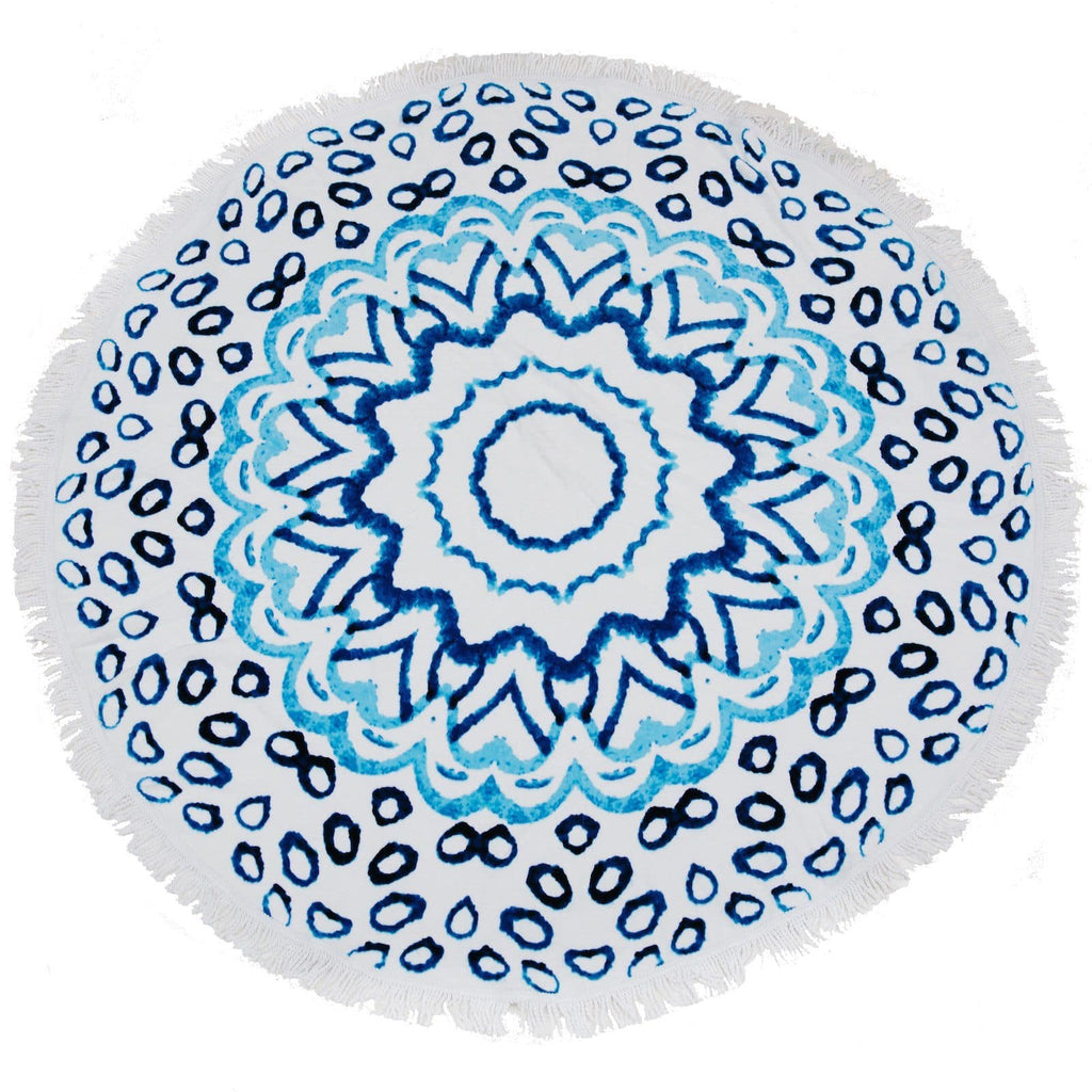 Luxurious Round Beach Towel & Picnic Blanket - Watercolour Design
