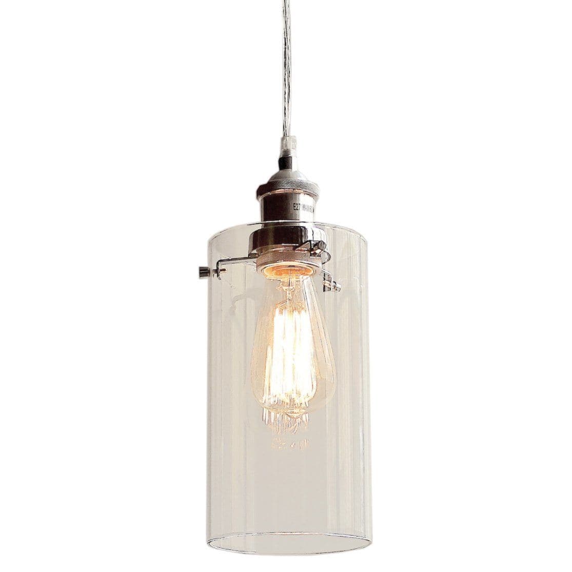 Allira Glass Pendant Light - Elegant Chrome Fixture with Glass Shade