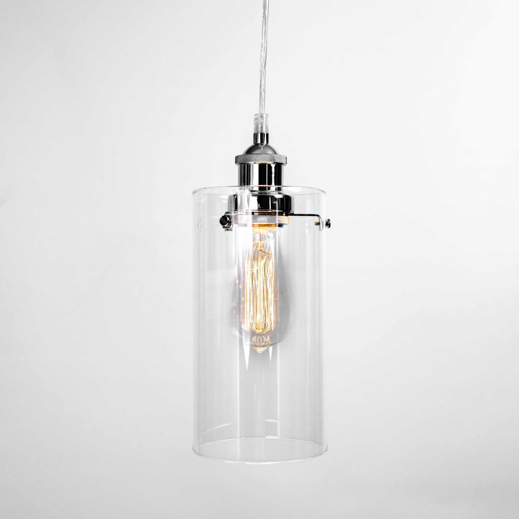 Allira Glass Pendant Light - Elegant Chrome Fixture with Glass Shade