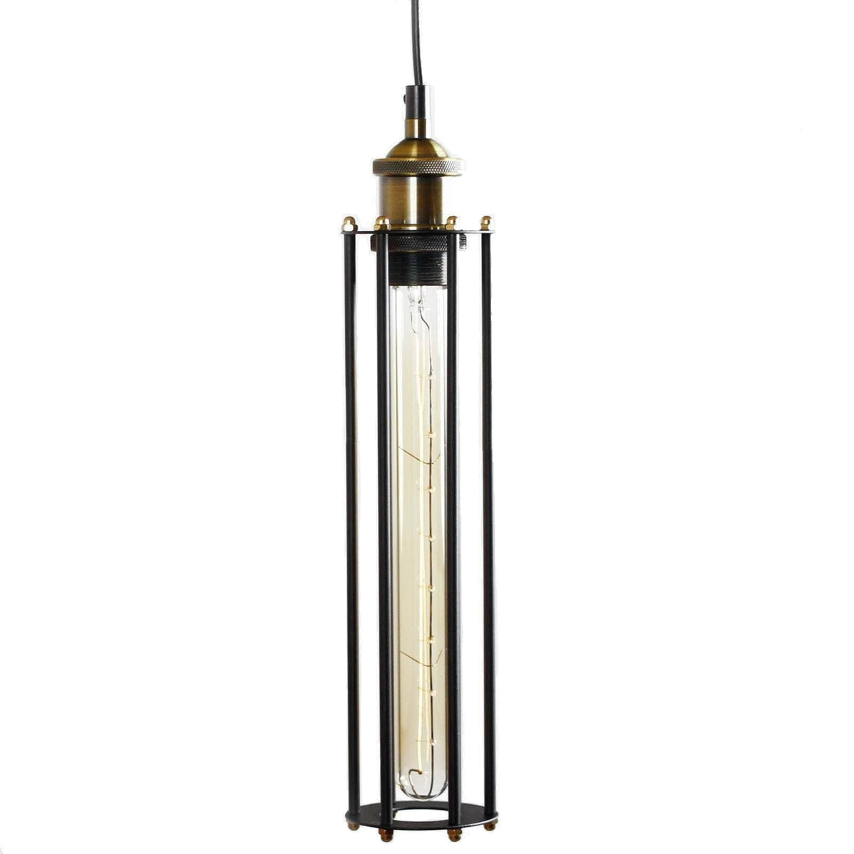 Toorak Industrial Pendant Light - Elegant Black & Brass Design