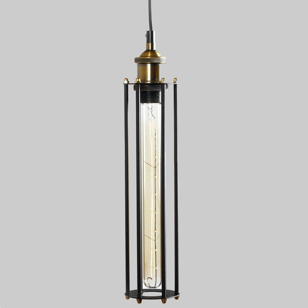 Toorak Industrial Pendant Light - Elegant Black & Brass Design