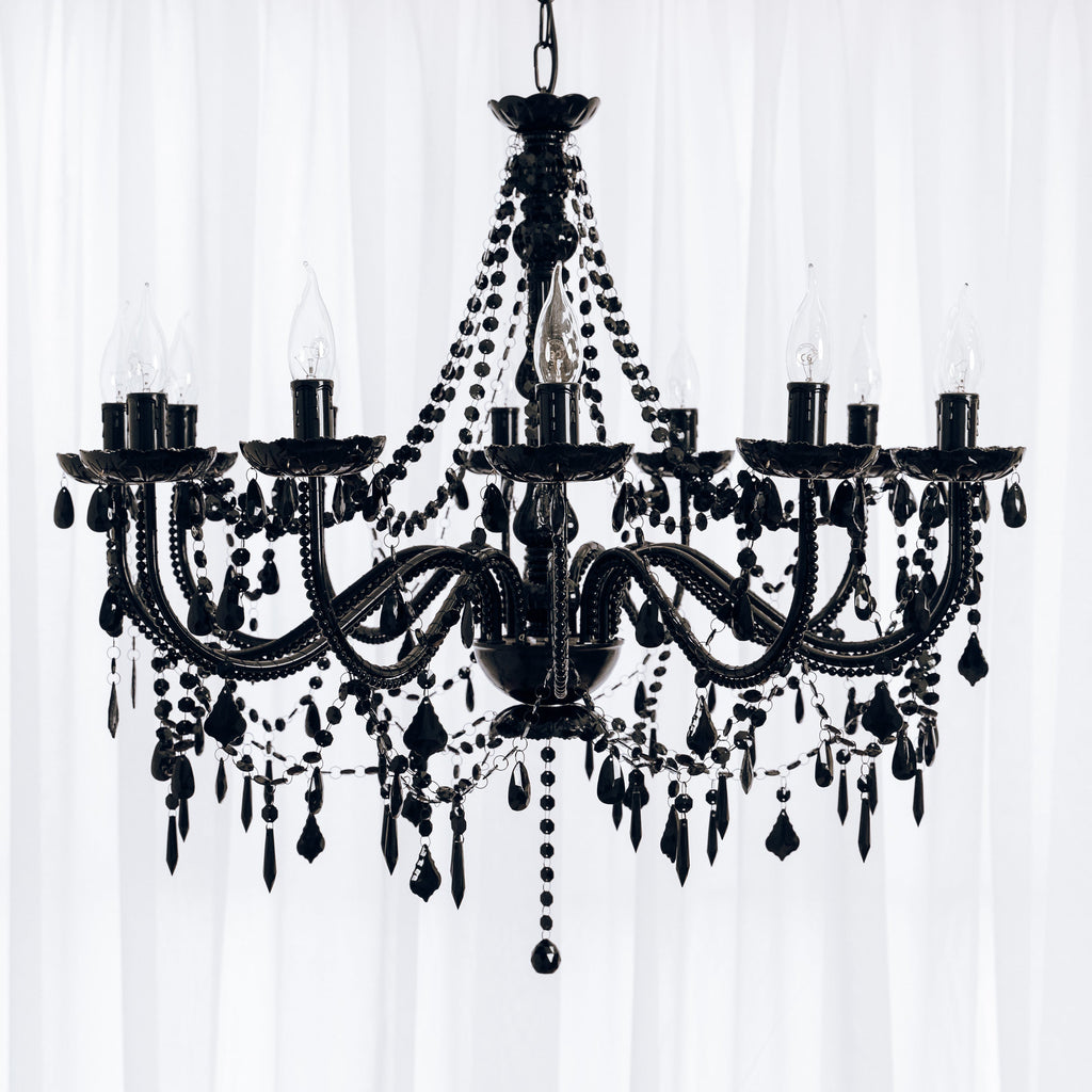 Elegant 12-Light Black Vintage Chandelier for Timeless Style