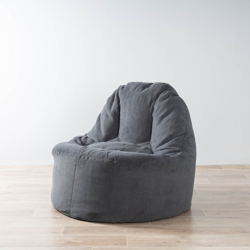 Charcoal Plush Faux Fur Bean Bag Chair Cover - Relax in Style