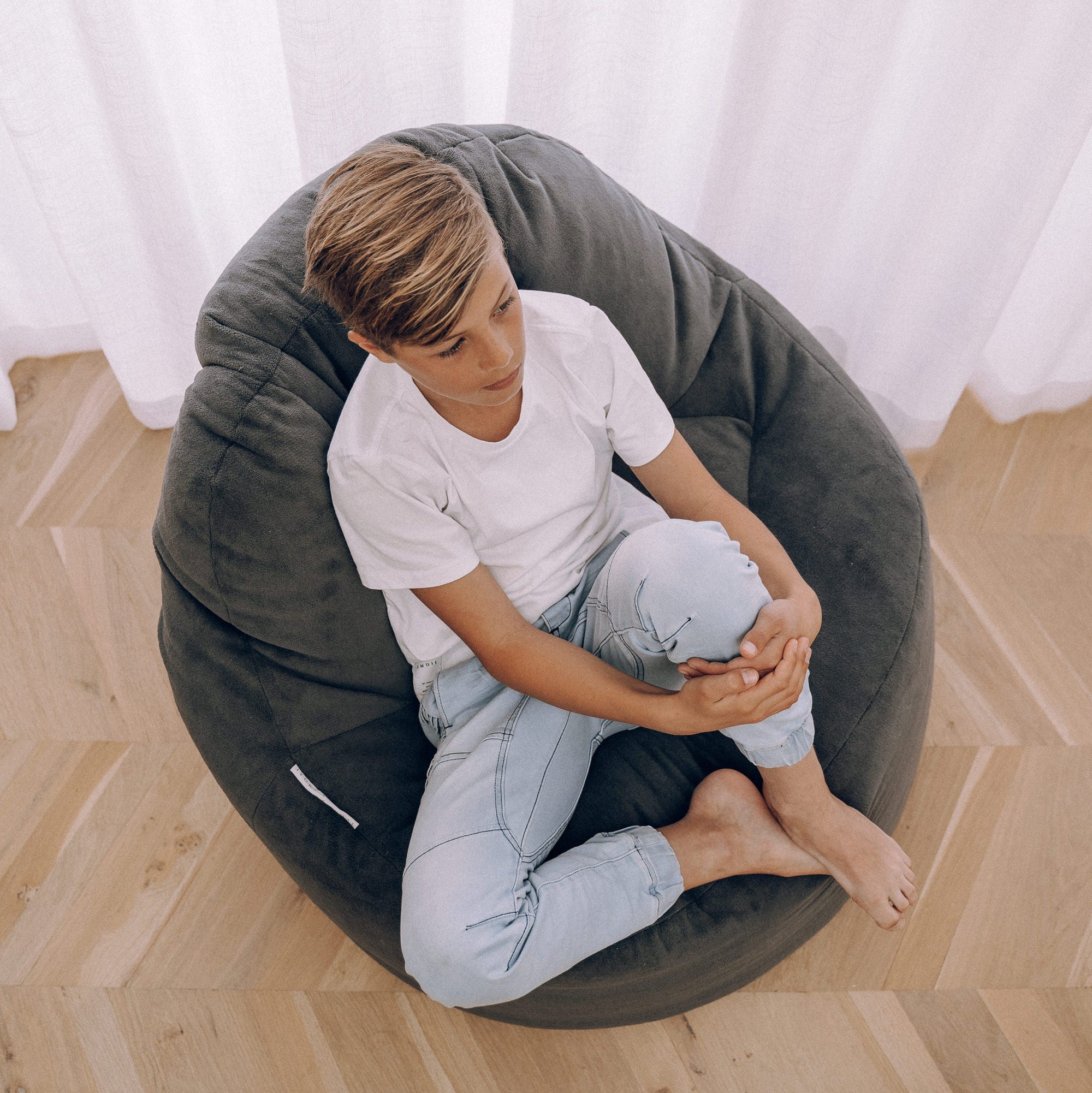 Charcoal Plush Faux Fur Bean Bag Chair Cover - Relax in Style