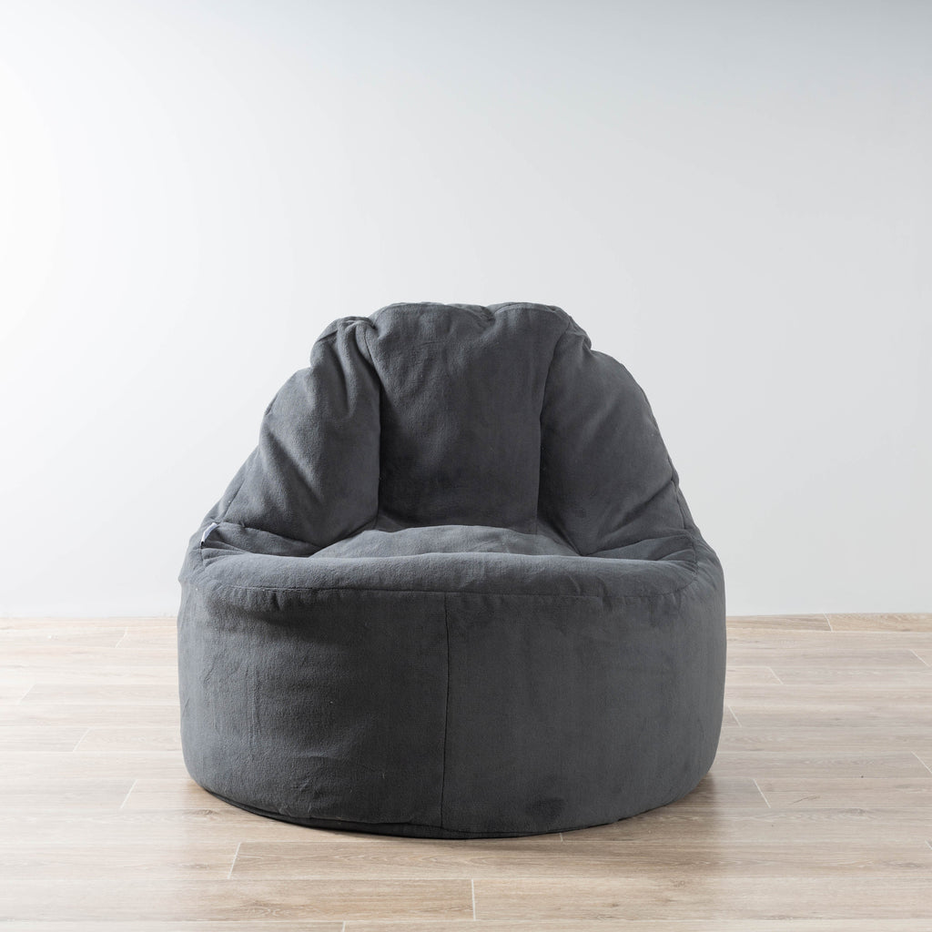 Charcoal Plush Faux Fur Bean Bag Chair Cover - Relax in Style
