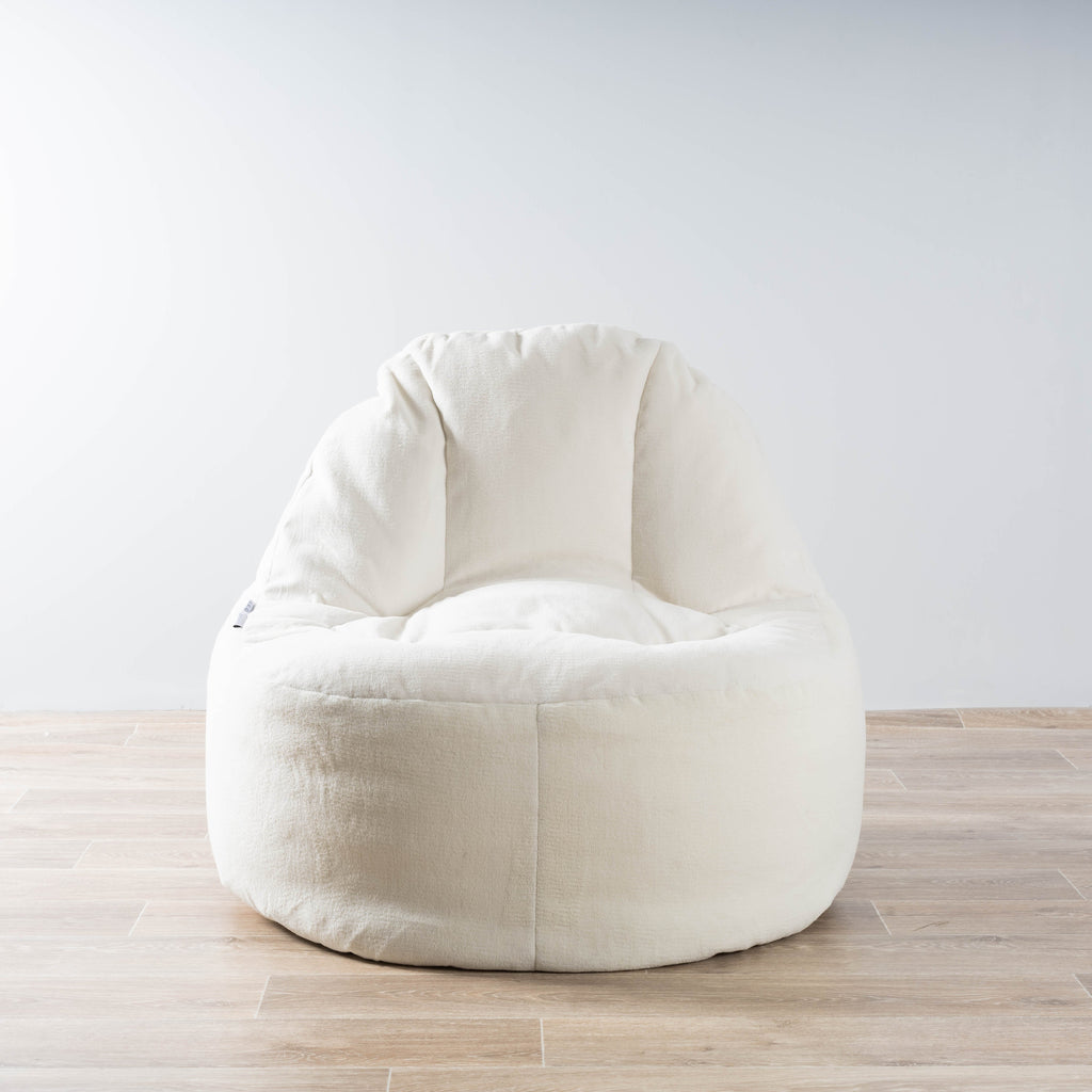 Cream Plush Fur Bean Bag Chair Cover - Luxurious Lounger Comfort