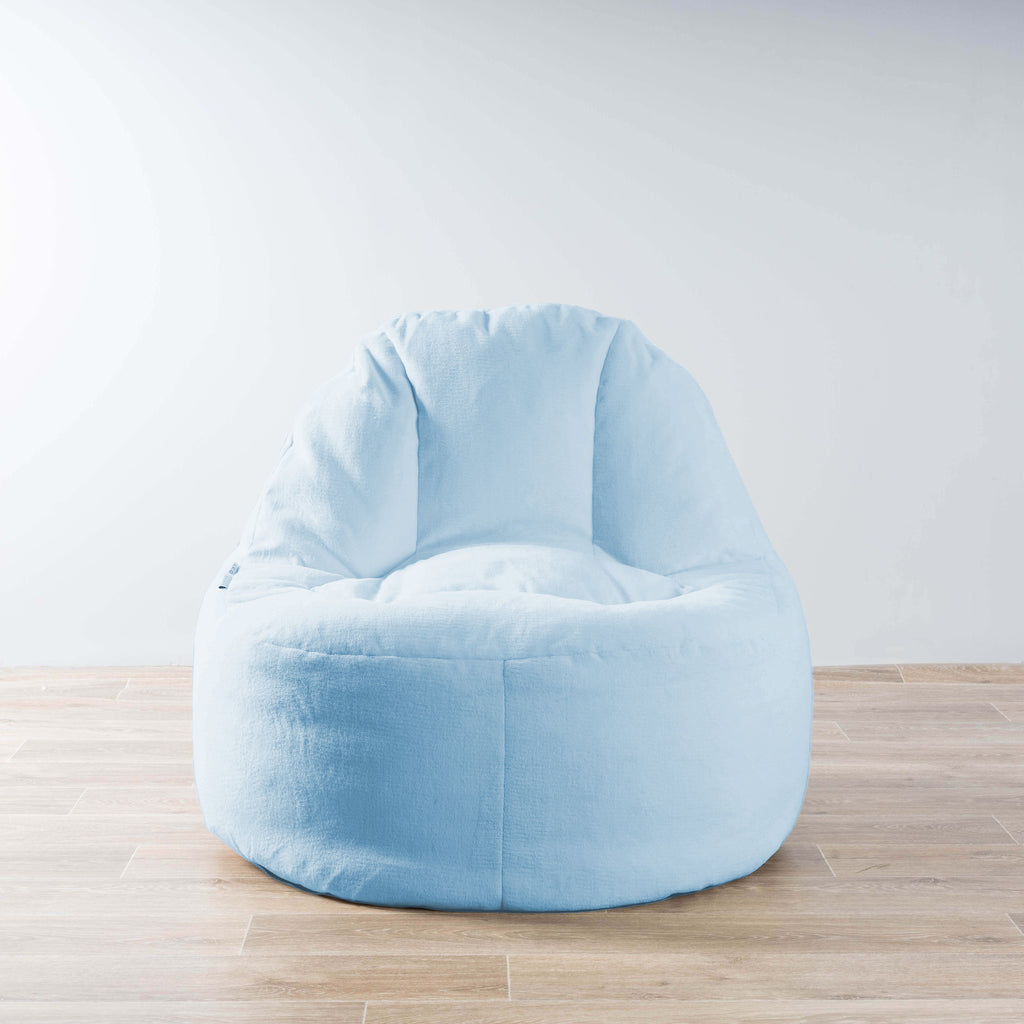 Sky Blue Plush Fur Bean Bag Cover - Comfortable Lounger for Relaxation