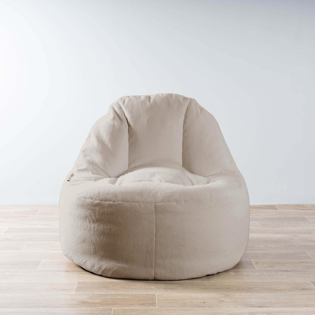 Champagne Latte Plush Faux Fur Bean Bag Lounger Chair Cover
