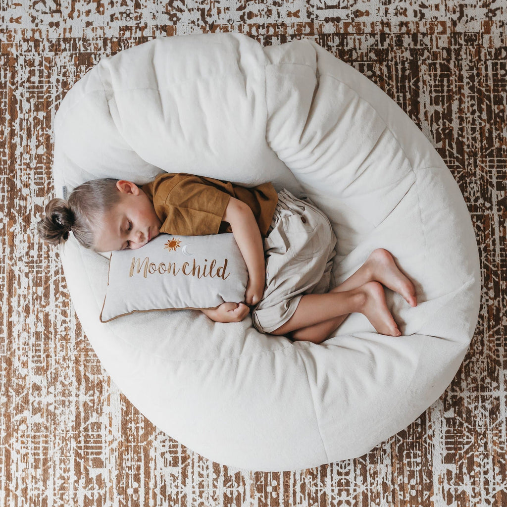 Cream Plush Fur Bean Bag Chair Cover - Luxurious Lounger Comfort