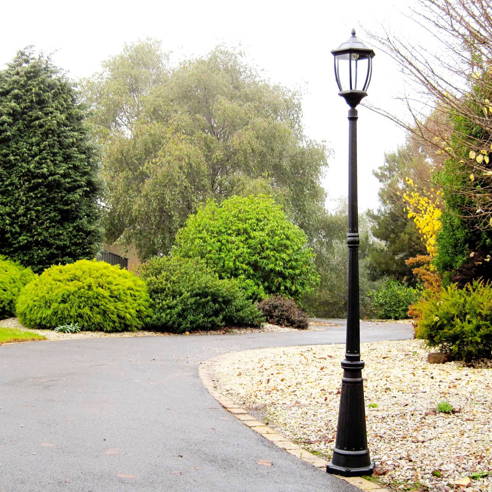 Ivory & Deene Solar Garden Light Post - Elegant Black Design
