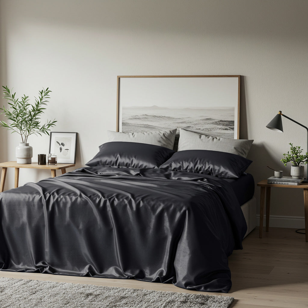 Luxurious Silky Soft Bamboo Sheet Set in Charcoal - Hypoallergenic Comfort