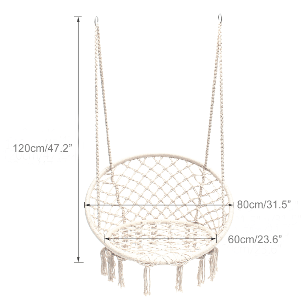 Madrid Macrame Hanging Chair Swing - Elegant Cream Design