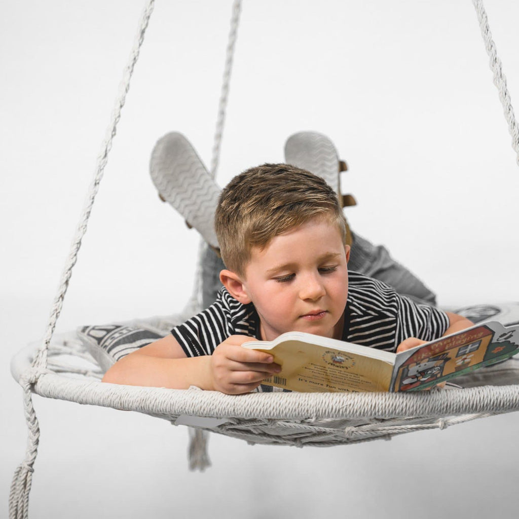 Ivory & Deene Morocco Cream Macrame Hammock Swing - Luxurious Relaxation