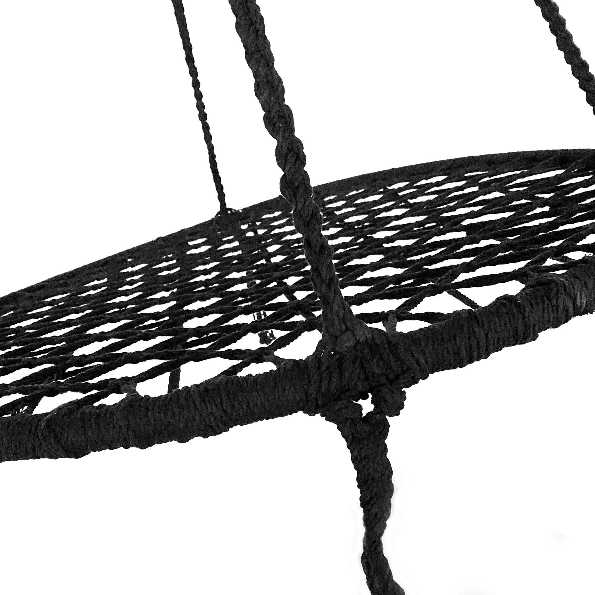 Morocco Black Macrame Swing - Cozy Hanging Chair for Indoor & Outdoor