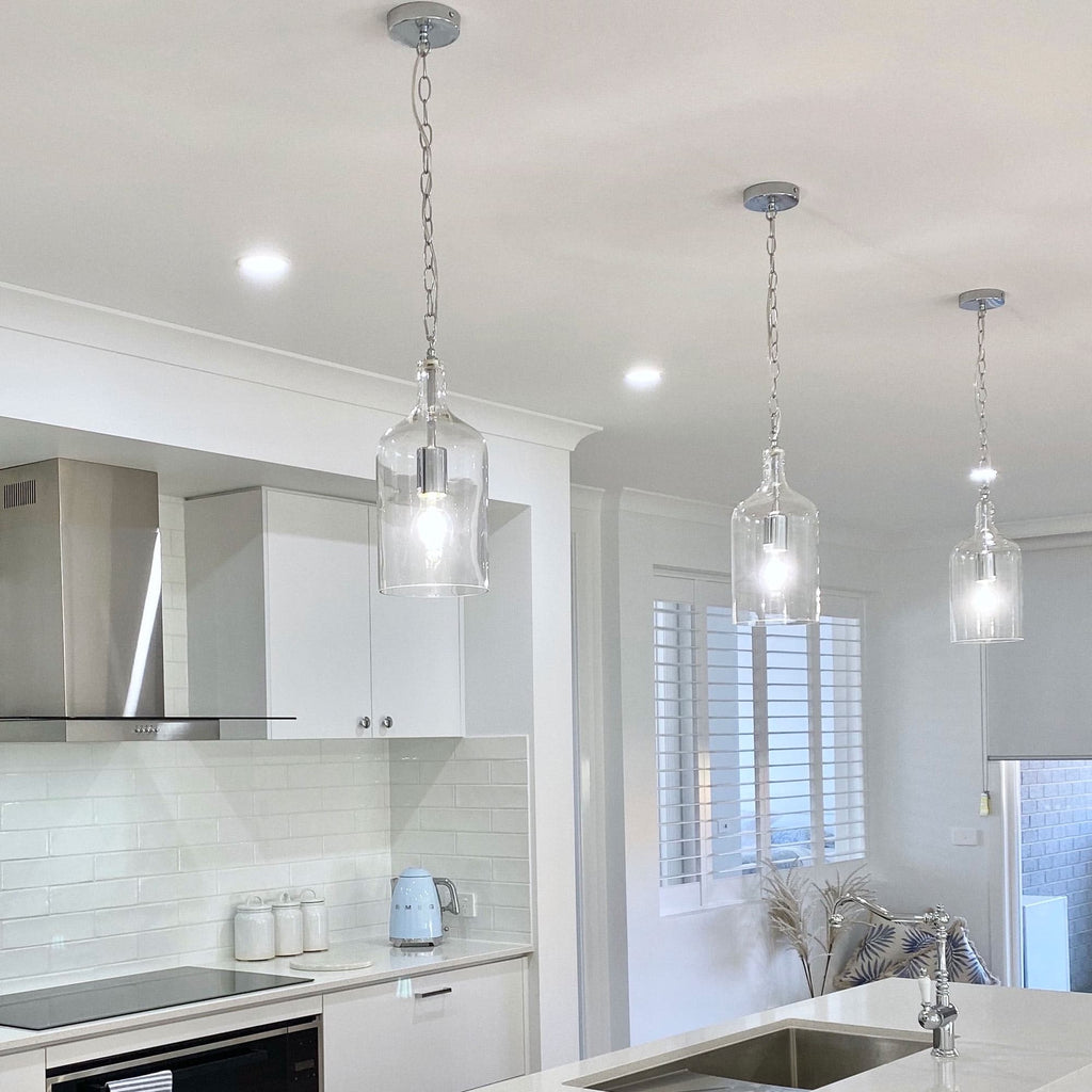 Kendal Chrome Glass Pendant Light - Vintage Industrial Design