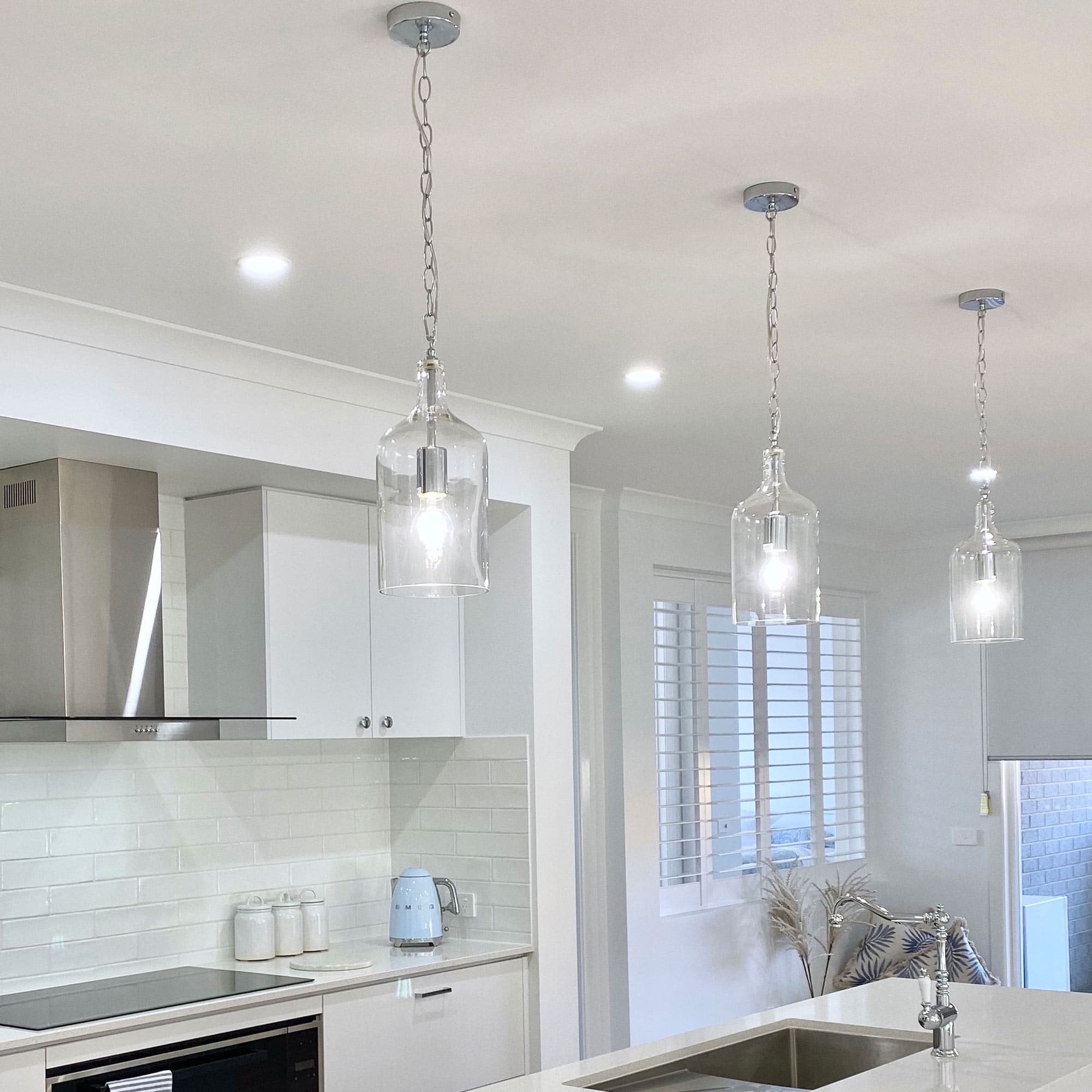 Kendal Chrome Glass Pendant Light - Vintage Industrial Design