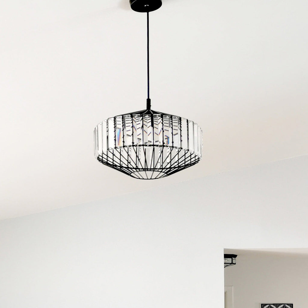 Butler Glass Prism Pendant Light - Stylish Black Fixture
