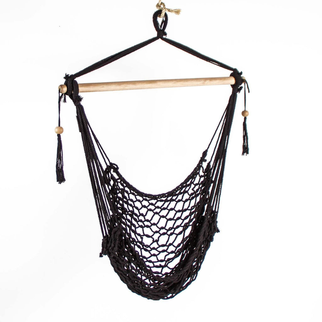 Salvador Black Macrame Hanging Hammock Chair – Stylish & Comfortable