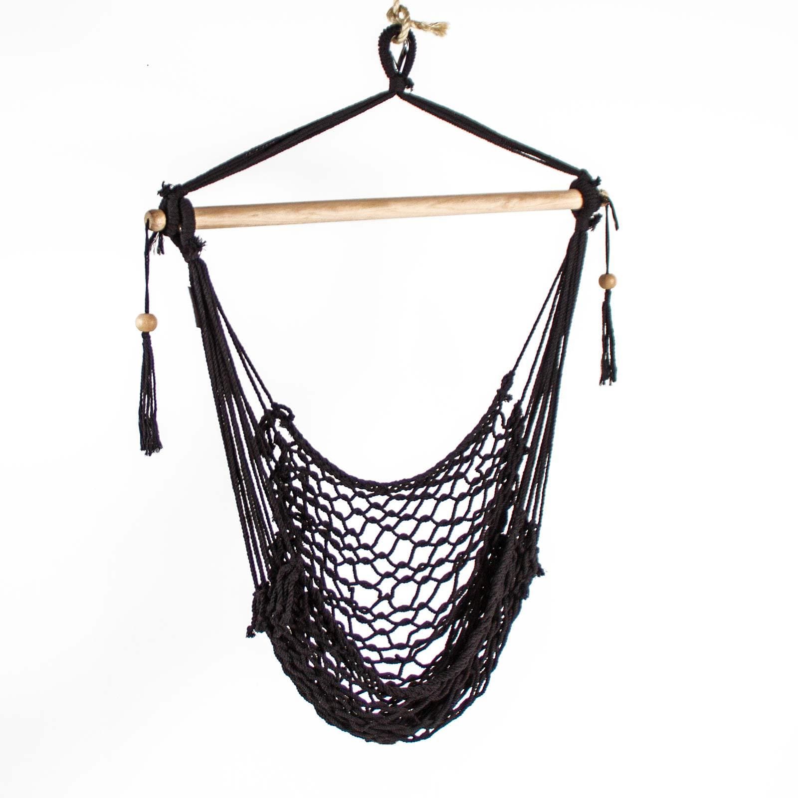 Salvador Black Macrame Hanging Hammock Chair – Stylish & Comfortable